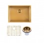 Brushed Gold Stainless Steel Handmade Top/Undermount Single Bowl Kitchen Sink 600x450x230mm